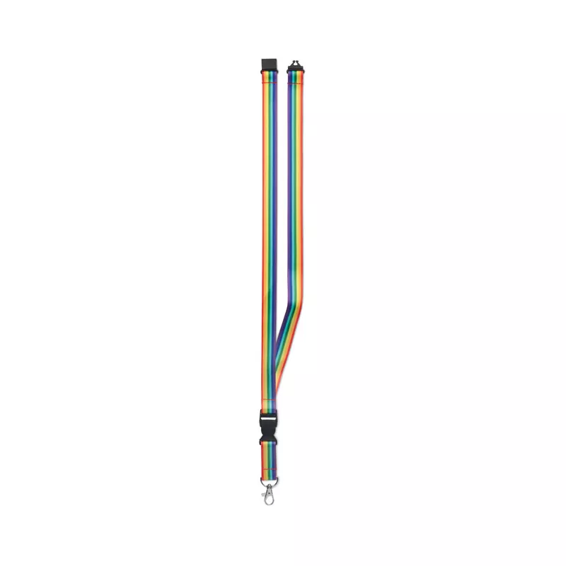 Smycz tęczowa z RPET z karabińczykiem BOWYARD - Wielokolorowy (MO6423-99)