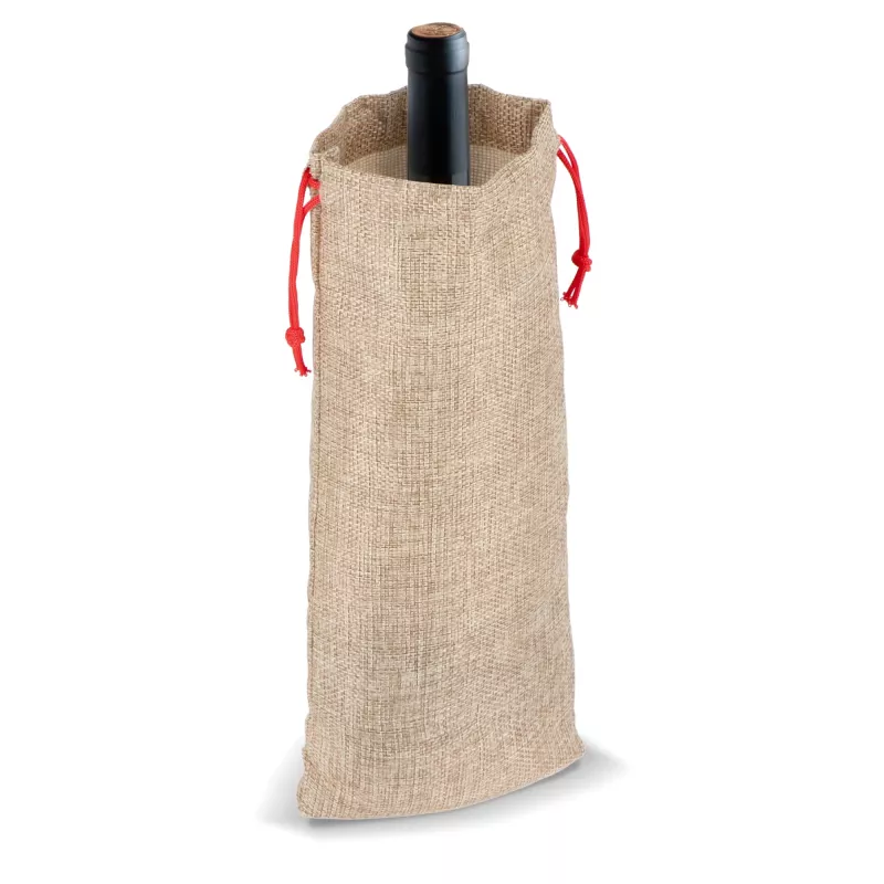 Torebka na wino w stylu juty 14x34cm - naturalny-t (LT90277-N0094)