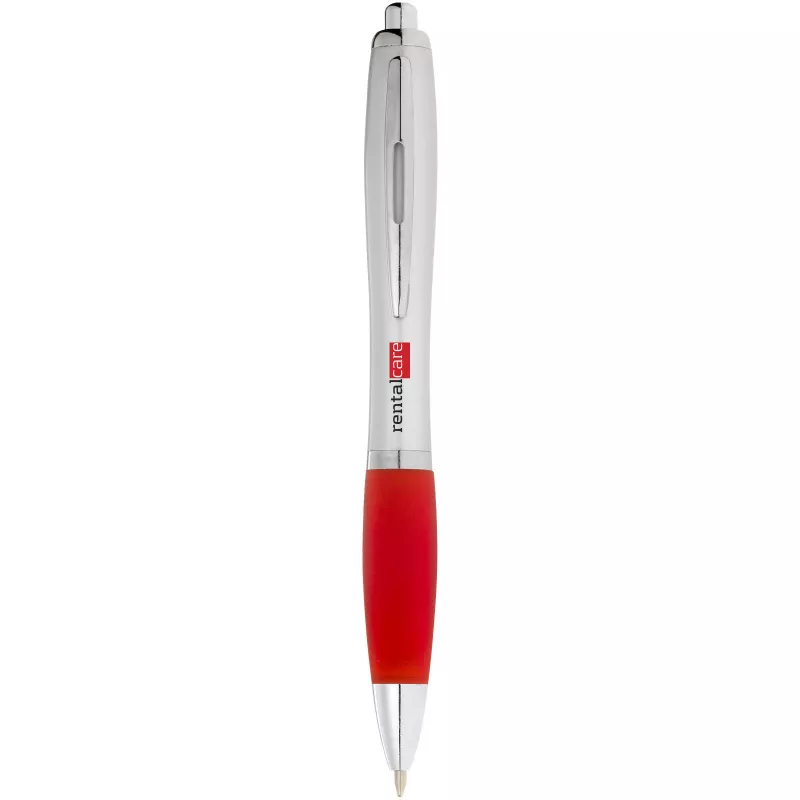 Długopis reklamowy z miękkim w dotyku uchwytem Nash - Czerwony-Srebrny (10707703)