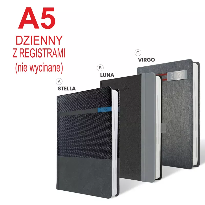 Kalendarz książkowy A5 DZIENNY registry nie wycinane - różne kolory (KK-CCL-745.DB)