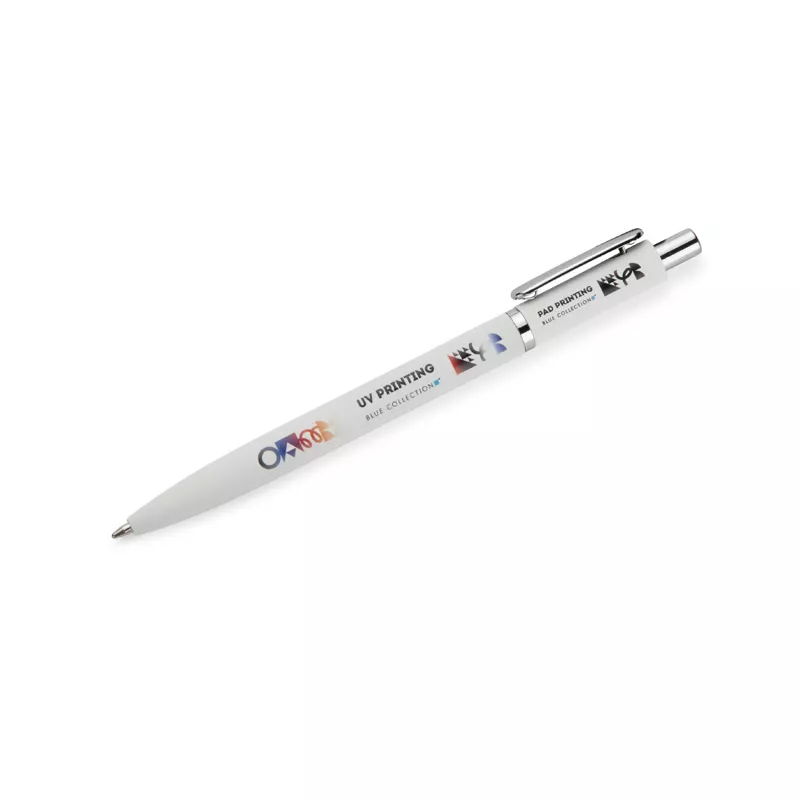 Długopis metalowy z powłoką typu soft touch ELMO - biały (19084-01)