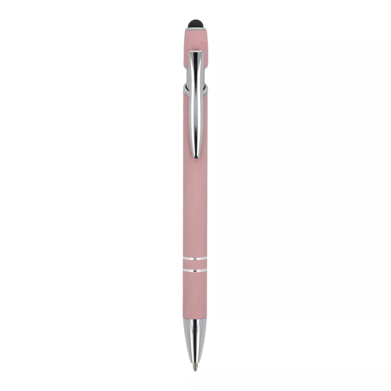 Długopis metalowy gumowany z touch-penem Paris  - pasteloworóżowy (LT87782-N0079)