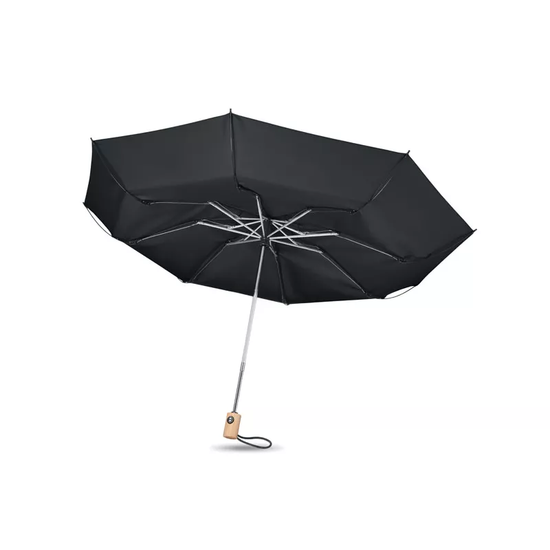 Parasol składany automatyczny 23" z RPET LEEDS - Czarny (MO6265-03)