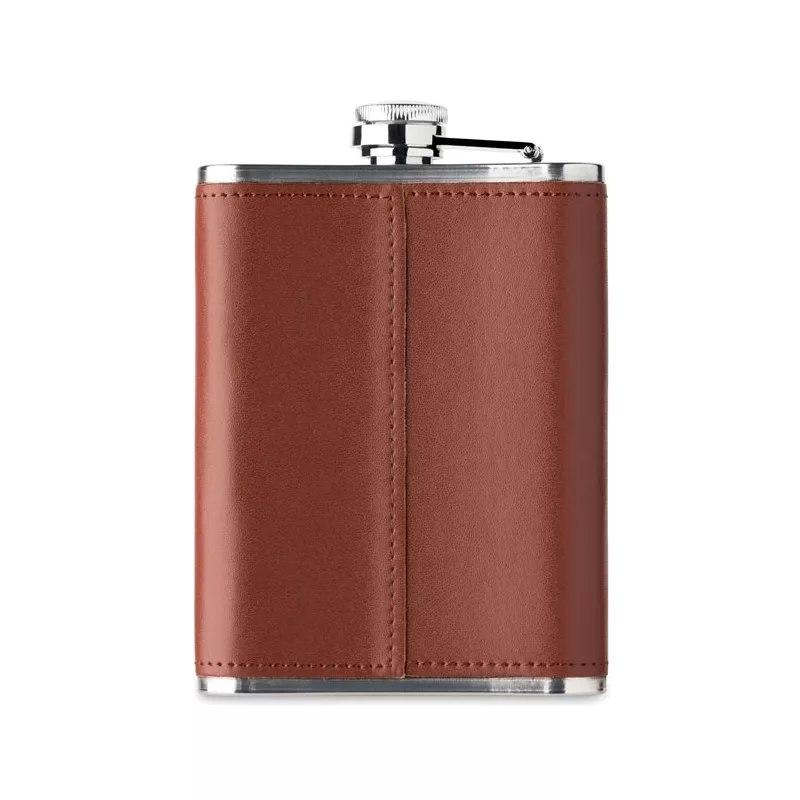 Piersiówka stalowa 200 ml w etui SLIMMY - Brazowy (MO2629-01)