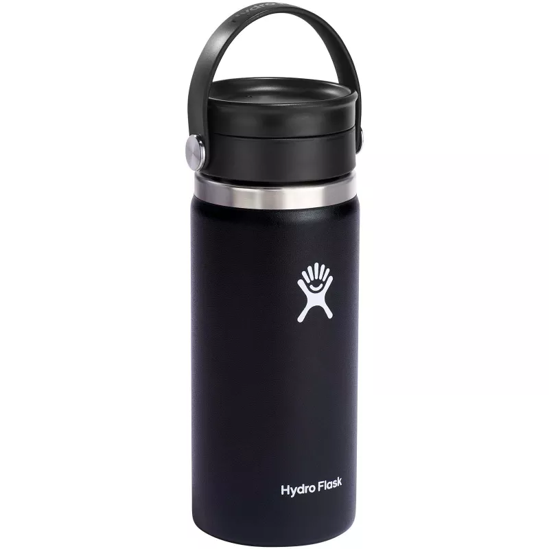 Kubek termiczny Hydro Flask Wide Mouth 473 ml ze stali nierdzewnej, z izolacją termiczną i pokrywką Flex Sip™ - Czarny (10098890)