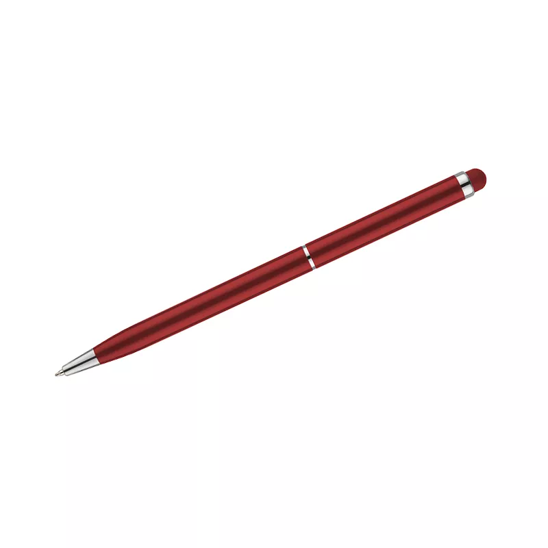 Cienki metalowy długopis reklamowy z touch penem TIN 2 - czerwony (19610-04)