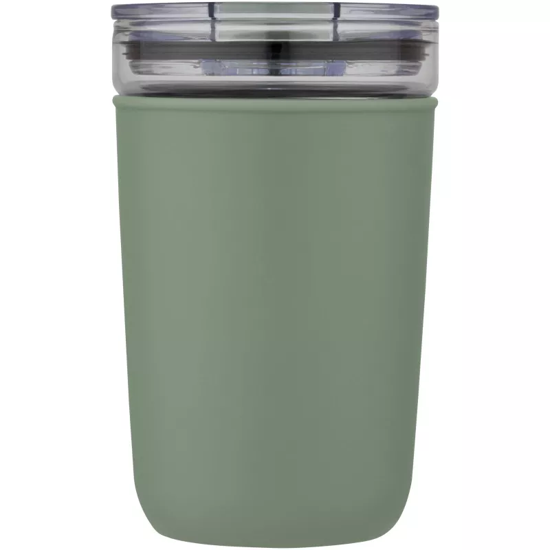 Szklany kubek Bello o pojemności 420 ml z zewnętrzną ścianką z plastiku z recyklingu - Zielony melanż (10067562)