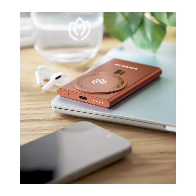 Powerbank magnetyczny 5000 mAh 15W z aluminium PAWTT - Pomaranczowy (MO2442-10)