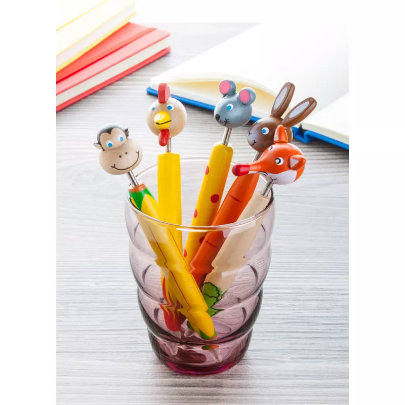Długopis dla dzieci z głową zwierzęcia ZOOM - pomarańcz (AP809344-A)