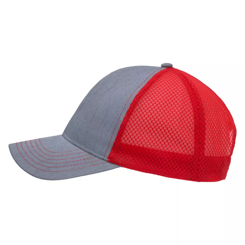 Czapka z daszkiem truckerka bawełniano-poliestrowa 190 g/m² #3971 - szaro-czerwona (HW-3971-GREY/RED)