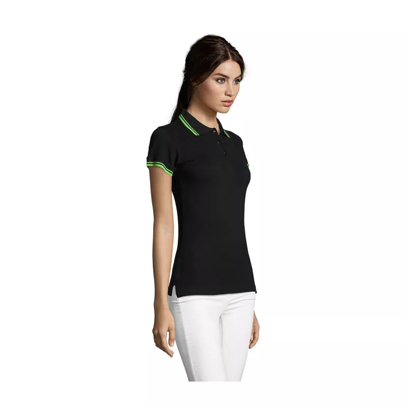 Polo damskie z piki 200 g/m² Sol's PASADENA WOMEN - Czarny/Limonka (S00578-BN)