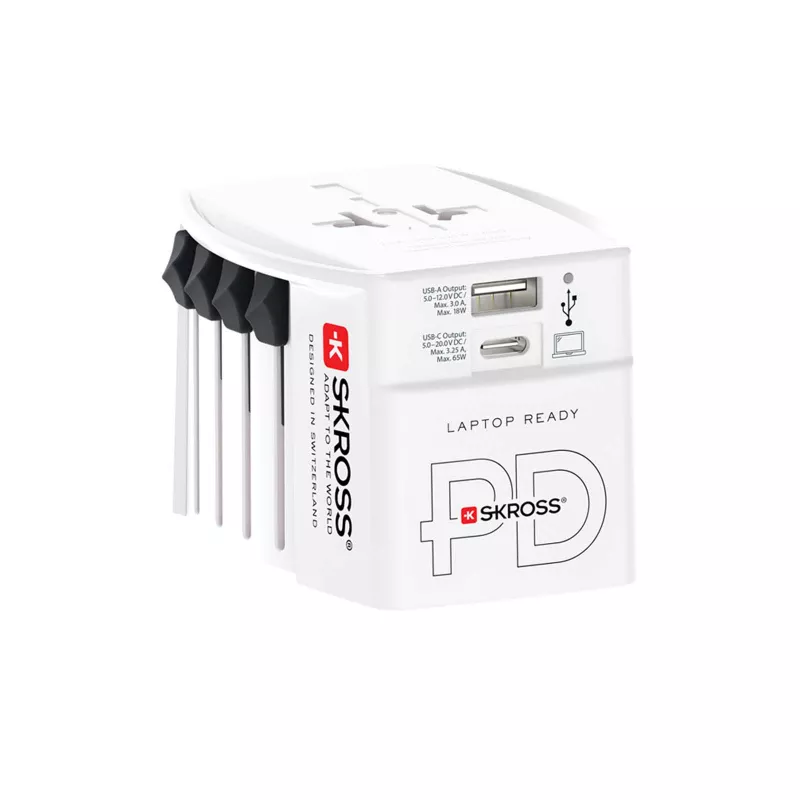 SKROSS® MUV AC65PD – uniwersalna przejściówka z kablem USB-C  - Biały (12462001)