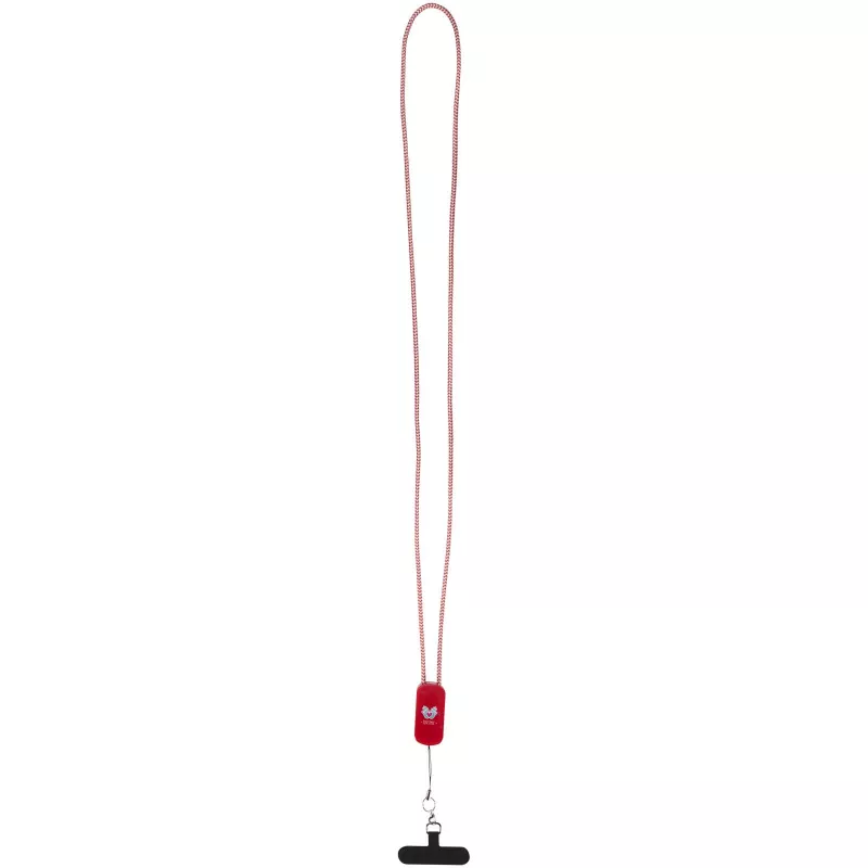 Anser smycz do smartfona z tworzyw sztucznych pochodzących z recyklingu z wbudowanym kablem 5 w 1 obsługującym moc 27 W - Czerwony (12449421)