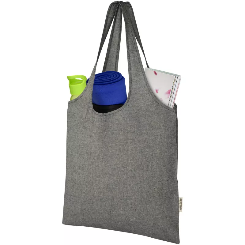 Pheebs modna torba na zakupy o pojemności 7 l z bawełny z recyklingu o gramaturze 150 g/m² - Czarny melanż (12064190)