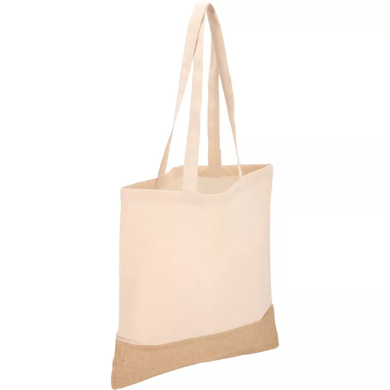 Torba bawełniana z jutowym dnem 140 g/m2 DOREEN - biały (6139906)