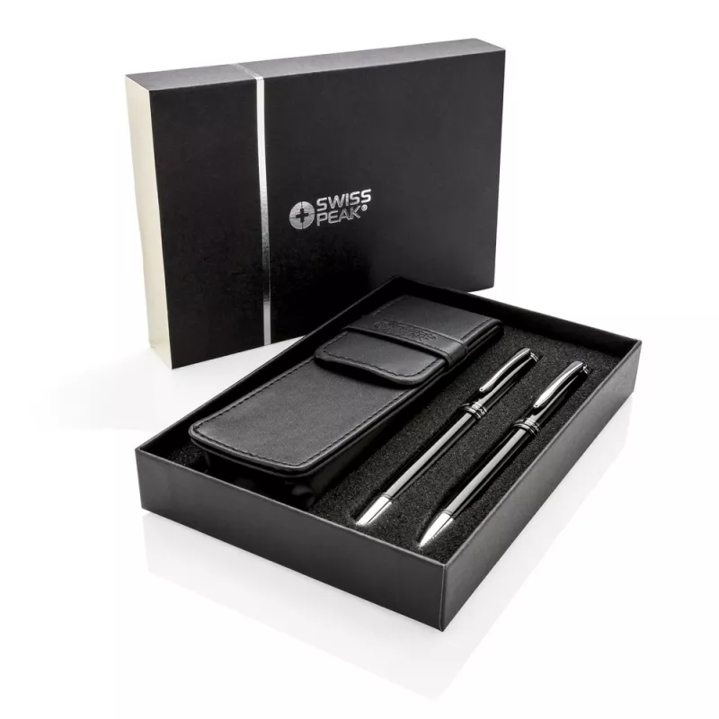 Zestaw piśmienny  pióro kulkowe z touch penem oraz długopis Swiss Peak - czarny, srebrny (P610.430)
