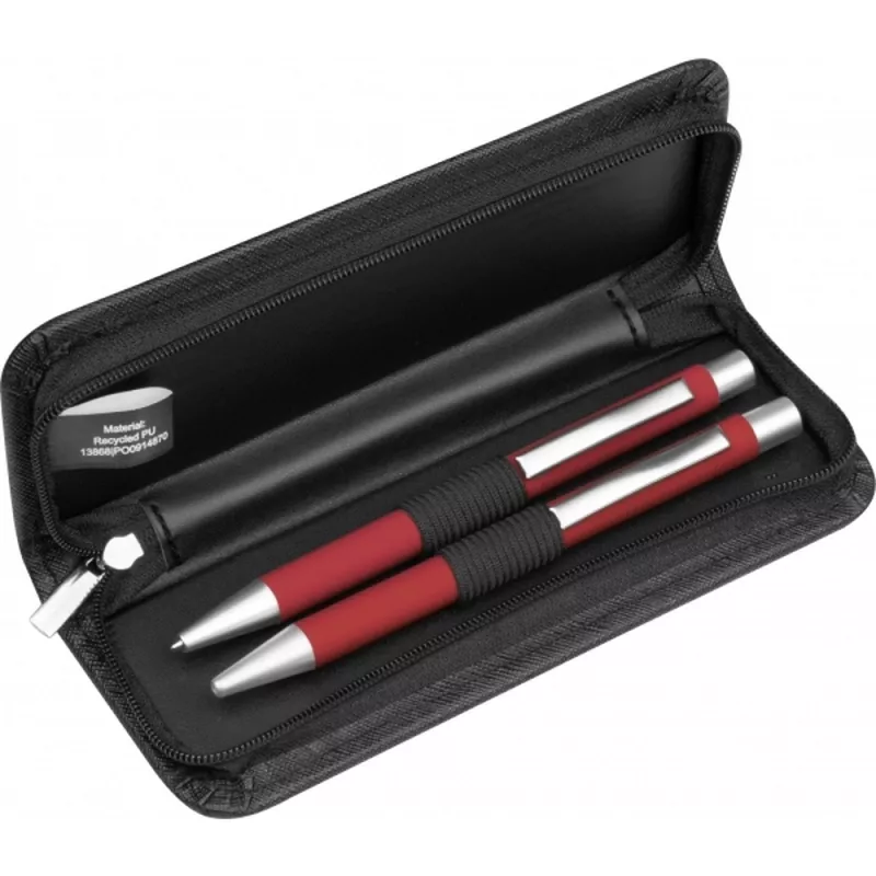 Zestaw piśmienny długopis i ołówek automatyczny soft touch UPPSALA - czerwony (441005)