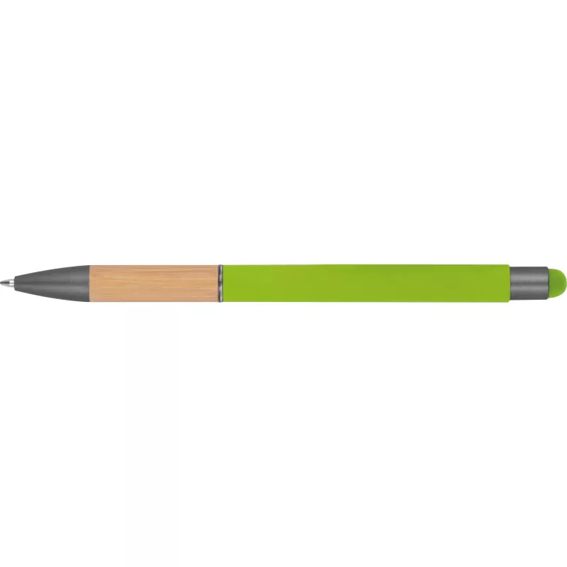 Długopis metalowy z uchwytem z bambusa i touch penem - irish green (1358129)