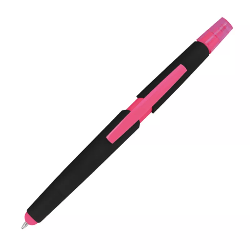 Długopis plastikowy do ekranów dotykowych z zakreślaczem - różowy (1096511)