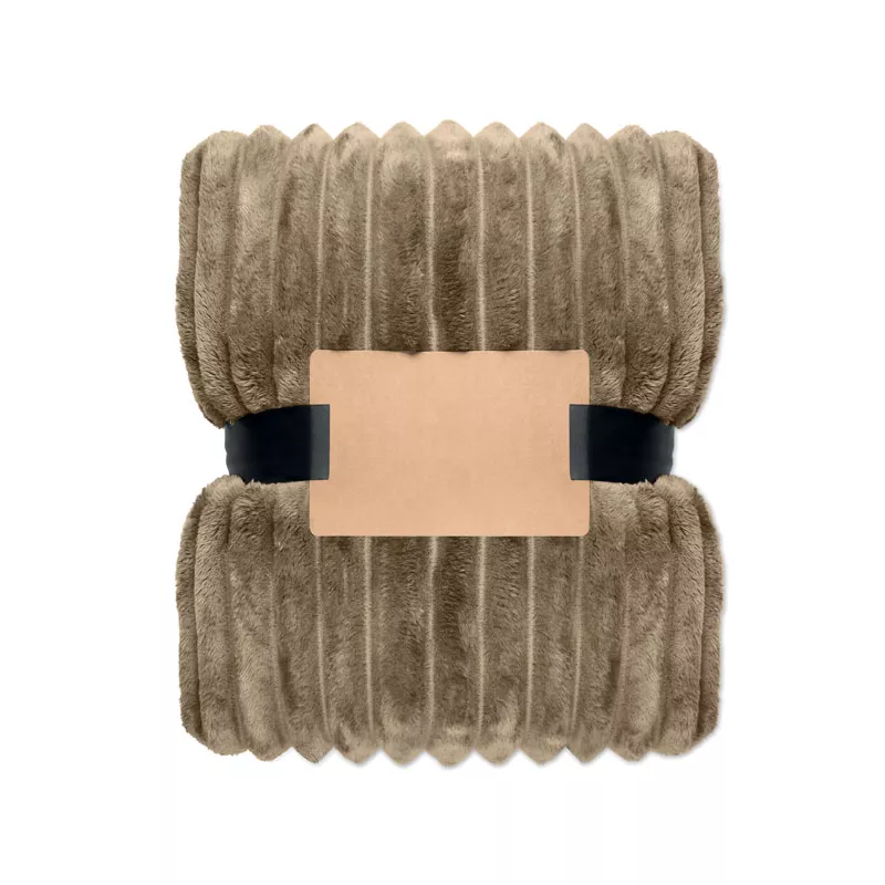 Koc polarowy RPET w paski 130x170 cm 450 g/m² NIEVE - Khaki (MO3184-39)