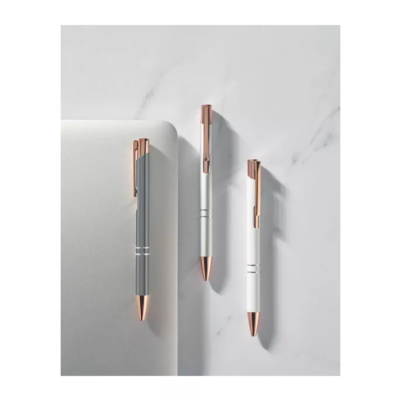 Długopis z aluminium z recyklingu BERN ROSE - Bialy (MO2371-06)