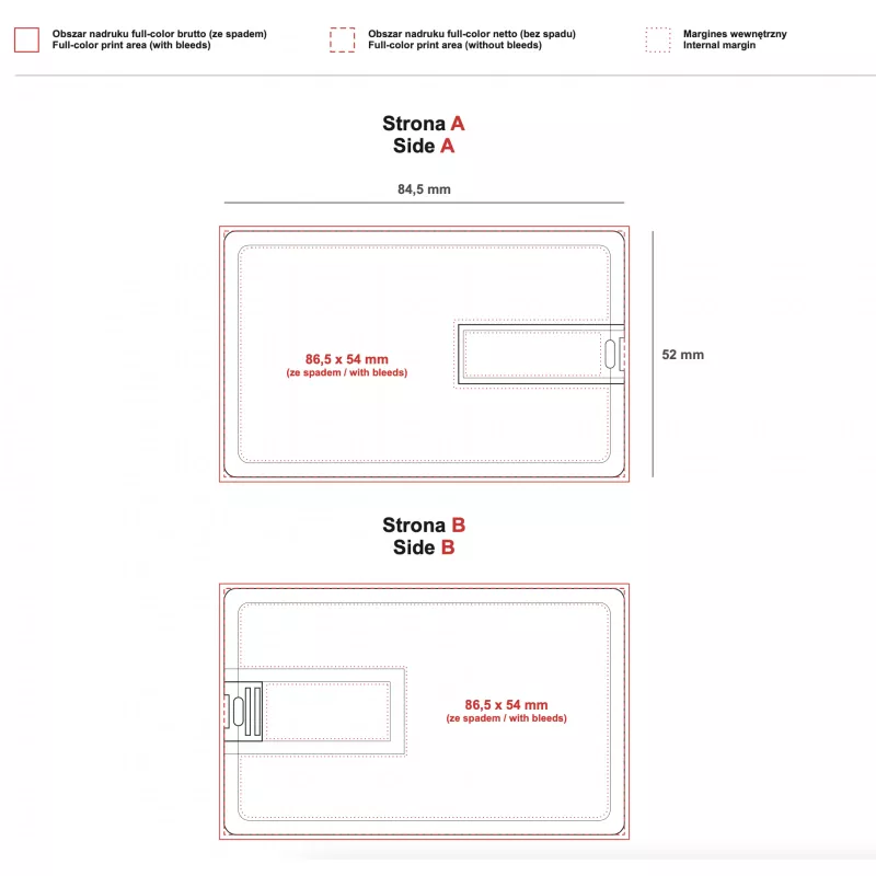 Pendrive reklamowy "Karta" od 4 do 64 GB - Biały (PDc-7 8 GB)