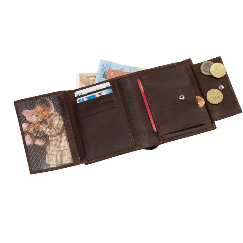 Skórzany portfel WILD THING - brązowy (56-0404467)