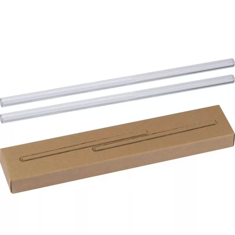 Słomki do napojów szklane 2 szt. 21 cm MARCELINA - przeźroczysty (8181566)