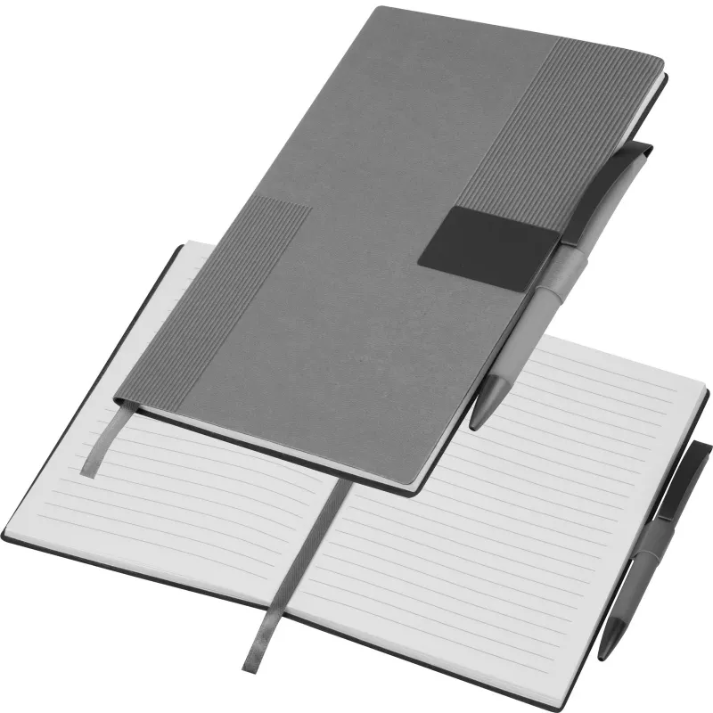 Notes A5 w linie z długopisem MERSIN - szary (562007)