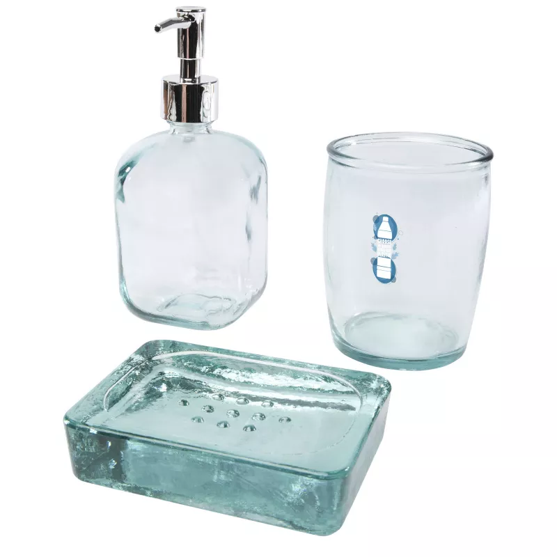 Jabony 3-częściowy zestaw łazienkowy ze szkła pochodzącego z recyclingu - Przezroczysty bezbarwny (12619001)