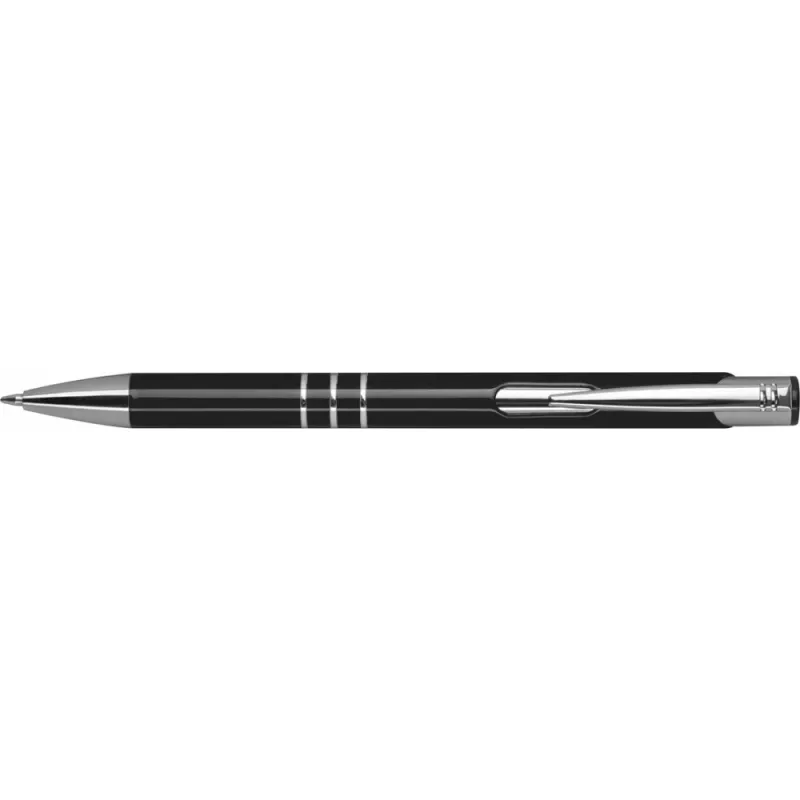 Czarny długopis metalowy z trzema chromowanymi ringami idealne pod grawer reklamowy