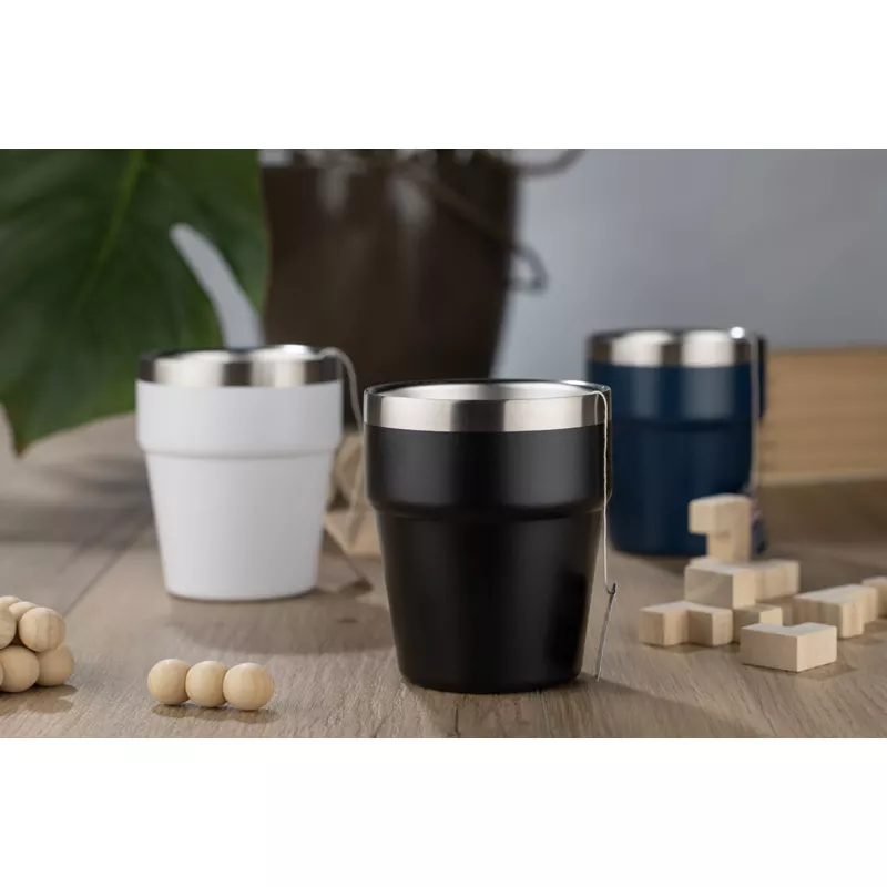 Kubek z recyklingowanej stali nierdzewnej MAKEL 300 ml - czarny (16404-02)