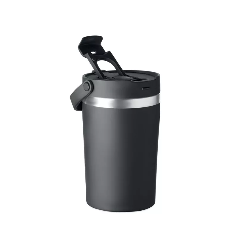 Kubek termiczny ze słomką i paskiem 350 ml COZYCUP - Czarny (MO2922-03)