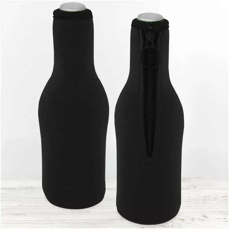 Uchwyt na butelkę z neoprenu z recyklingu Fris - Czarny (11328790)