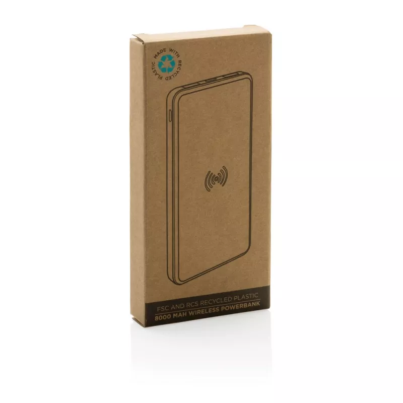 Bezprzewodowy power bank 8000 mAh, ładowarka bezprzewodowa 5W, RABS - brązowy (P322.389)