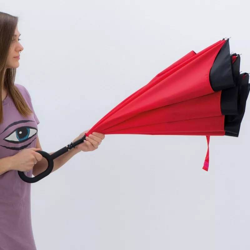 Parasol manualny odwrócony ø120 cm OLIVIA - czerwony (4047605)
