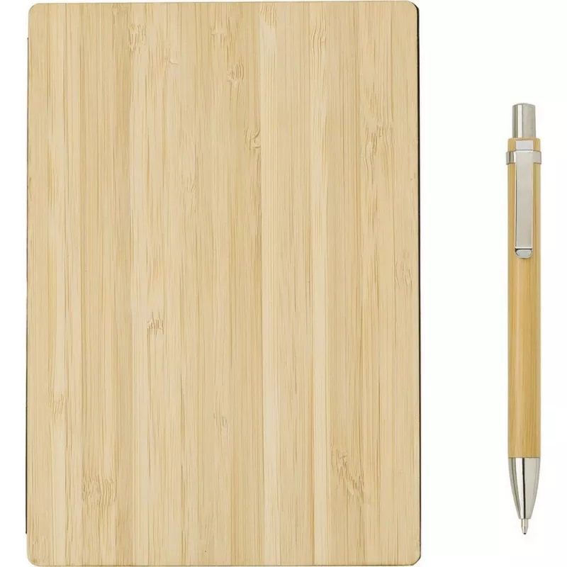 Bambusowy notatnik ok. B6 z długopisem - brązowy (V0217-16)