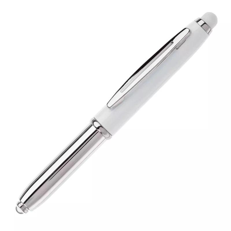 Długopis Stylus Shine z touch penem i z latarką - biały (LT87794-N0001)