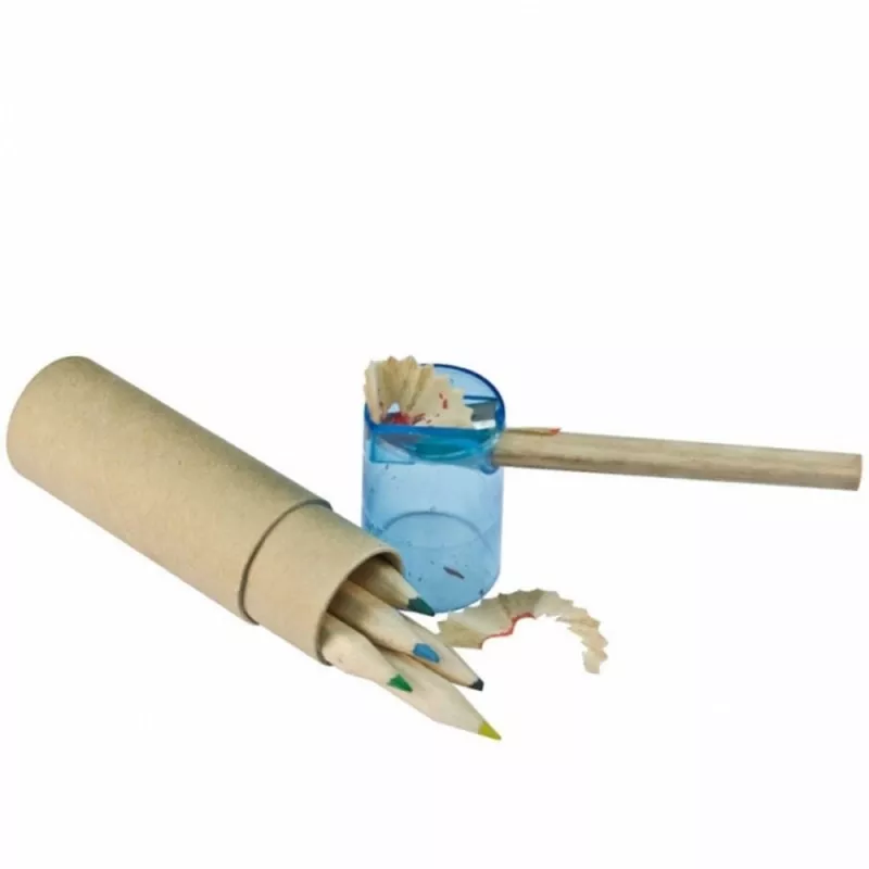 Kredki drewniane 6 kolorów BECKY w pudełku z recyklingu - niebieski (113204)