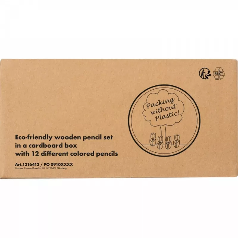 Kredki drewniane 12 kolorów MATEO - beżowy (1316413)