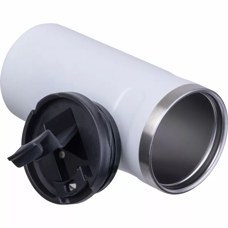 Kubek termiczny ze stali z recyklingu 450 ml SILVIO - biały (8536506)
