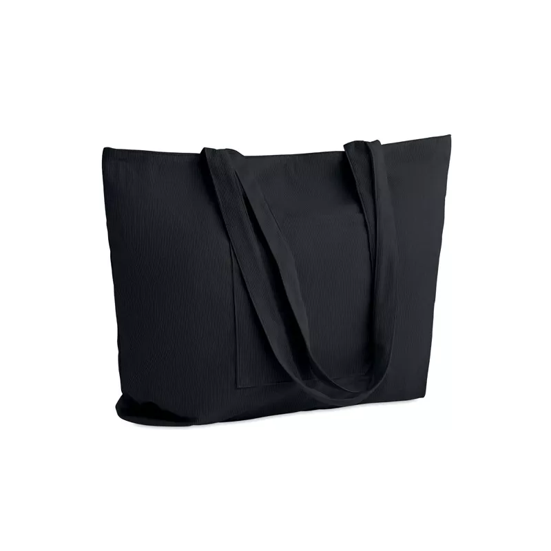 Torba sztruksowa duża z zamkiem 220 g/m² CORDY G - Czarny (MO2875-03)