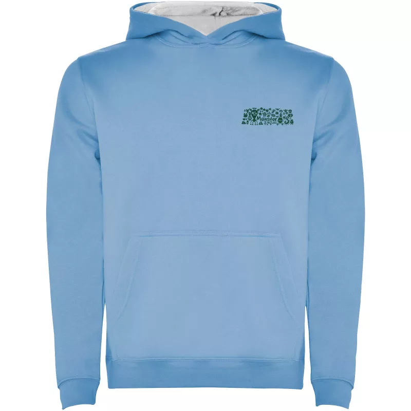 Dziecięca bluza z kapturem 280 g/m²  Roly Urban - Biały-Błękitny (K1067-SKY BLUE-WHITE)