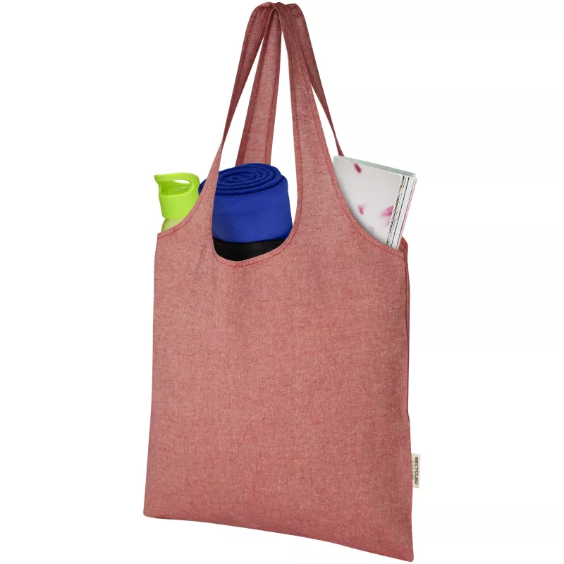 Pheebs modna torba na zakupy o pojemności 7 l z bawełny z recyklingu o gramaturze 150 g/m² - Czerwony melanż (12064191)