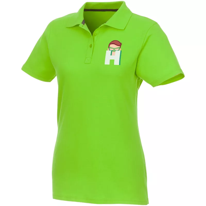 Helios - koszulka damska polo z krótkim rękawem - Zielone jabłuszko (38107-APPLE)