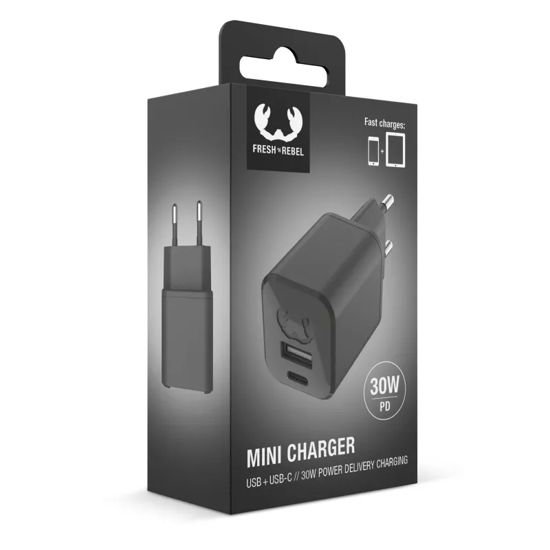 2WC30 I Fresh 'n Rebel Mini Charger USB-C + A PD // 30W - stalowoszary (LT49407-N0035)