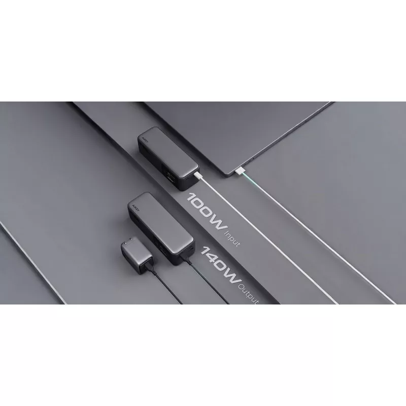 Power bank 27600 mAh, 140 W, Aukey - srebrny (VAM15-32)