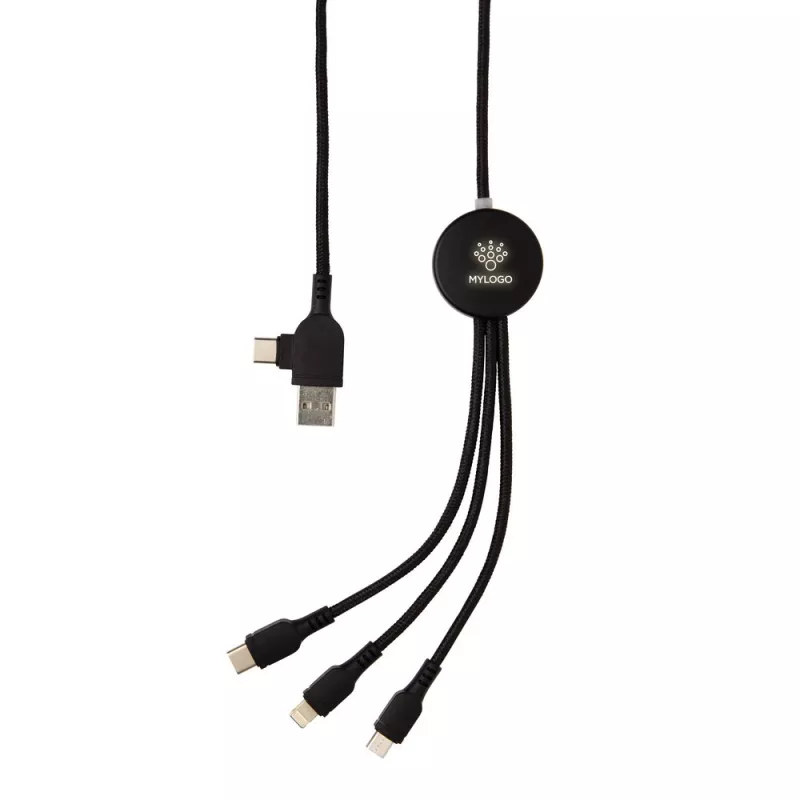 Kabel do ładowania z podświetleniem logotypu - czarny (V1897-03)