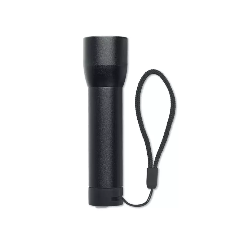 Latarka z aluminium z recyklingu z zoomem LUMEZO - Czarny (MO2991-03)