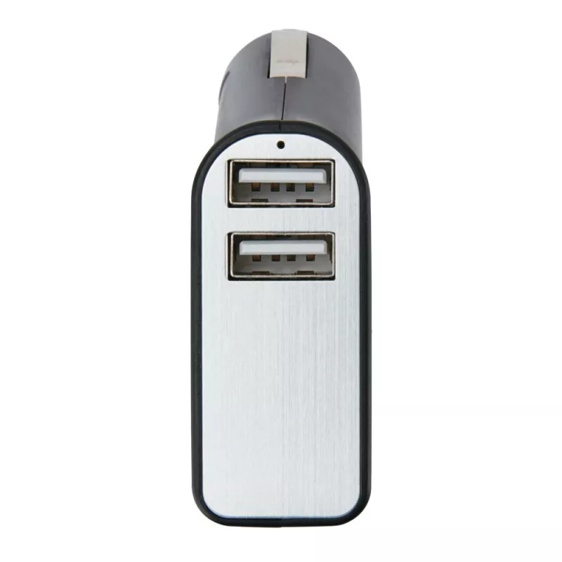 Ładowarka samochodowa USB, młotek bezpieczeństwa - czarny, srebrny (P302.401)